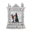 Christmas fireplace snow globe lamp with crackle finish and glitter snow - Fireplace Crackle Christmas Tree