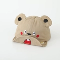 Detail of khaki baby baseball cap featuring funny animal ears and embroidered cute expression - 50cm (1-3 Years) / Khaki