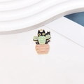 DIY alloy pendant featuring a black cat in a pink cactus pot with gold-plated edges - 10#