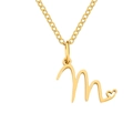 Gold-plated stainless steel letter m necklace with a small heart detail for women - Letter M-Gold