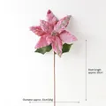 Pink artificial Christmas poinsettia with glitter petals and green leaves for DIY decor - Pink