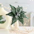 Deep green velvet 26cm artificial Christmas poinsettia flower with silver glitter finish - Malachite green