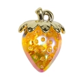 Charming iridescent orange strawberry pendant with golden leaf for DIY jewelry making - Transparent Orange