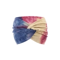 Bohemian wide headband with tie-dye blue and rose pink knot design for women - Red Gold Flower