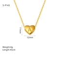 Détail d'un pendentif cœur doré 11x12mm lettre A avec dimensions et informations de poids - Lettre A (S-P143-A)