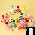 Set of 15 mini party hats with colorful pom-poms featuring various cute patterns - Mixed Light Color Pom-pom Hats (15 Pcs)