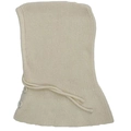 Cream knit balaclava hood with buttons and drawstring detail for winter warmth - Off White