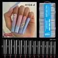 XXXL clear extra long stiletto nail tips with detailed size chart in mm for sizes 0-11 - Clear - Extra Long Square - H104-4