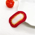 Handmade crochet oval hair clip with red yellow and white tricolor knitting detail - 9# White Center Oval Red