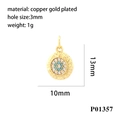 Makroansicht der 10mm Evil Eye Anhänger mit kleinen Kristallen und Türkis-Steinen - P01357-Runder türkisfarbener Anhänger
