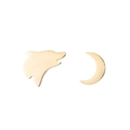 Gold asymmetric stud earrings featuring a minimalist wolf head and crescent moon design - Gold Wolf Moon