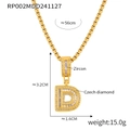Gold letter D pendant necklace featuring zircon and Czech diamond micro-inlay finish - Y-Shaped Letter D Necklace