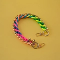 Colorful woven nylon shoulder strap with gold chain links and lobster clasps - Improved Version / Multicolor