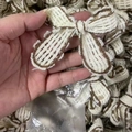 Fiocco lavorato a maglia beige con bordo marrone per abbigliamento e hobby DIY - Beige