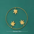 Golden round maple leaf metal wall decor with carved texture, 24cm diameter - Gold - Scattered Maple Leaf / Diameter 24cm