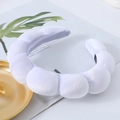 Thick white sponge headband with velvet finish and non-slip lining for hair styling - White (12# Glossy Sponge Headband)