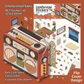 Retro radio 3D scene PET stickers with foldable backing card for DIY journaling - Simno 6.0 Retro Radio