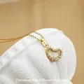 Titanium steel heart necklace with inlaid zircons in a elegant golden finish - No. 8 N0058 Gold
