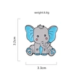 Cute gray elephant enamel pin with blue accents and detailed dimensions 3.2cm by 3.3cm - Elephant