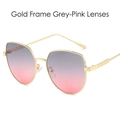 Occhiali da sole cat-eye in metallo dorato con lenti sfumate grigio-rosa e aste decorate - Montatura Oro Lenti Sfumate Grigio Rosa