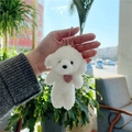 White Dog With Simple Chain & Pink Heart