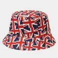 Reversible bucket hat featuring a vintage British Union Jack flag print design - British Union Jack All-over Print Style (3#色)