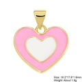 Pink and white enamel heart charm with gold plating for jewelry making and DIY crafts - Pink White Enamel Heart Style