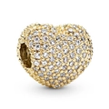 Luxurious gold heart charm with pavé set crystals for beaded bracelets and necklaces - 041-Luxury Full Pave Heart