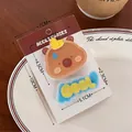 Cute Capybara brown bear and COOL letter acrylic hair clip set on display card - Style 1 (COOL)