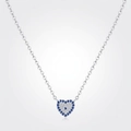 S925 Sterling Silber Herzkette mit blauen und weißen Pavé Zirkonia Steinen - Halskette