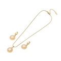 Elegante set di gioielli placcati in oro con ciondoli di perle e bordi intrecciati - Stile Tondo (2#圆形) / Oro