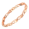 Bracciale magnetico cuore oro rosa con maglie vuote e chiusura a scomparsa - Oro rosa