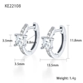 S925 Sterling Silber Creolen mit quadratischem Zirkon und Größenangaben im Detail - Silber