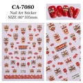 5D embossed nail art sticker CA-7080 with Chinese lion dance and lucky cloud motifs - CA-7080