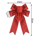 Sparkly red glitter Christmas bow with stars, 23x33cm decorative holiday ornament - Red Glitter / 23cm*33cm