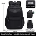 Large black water-resistant business backpack with USB port and luggage strap - Extra Large Upgraded (With USB Port/Trolley Strap) / Black
