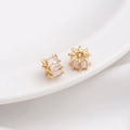 Macro view of 14K gold plated cylinder beads with micro-pave rectangular cubic zirconia - Style 5 / 8x5mm / 14K Gold