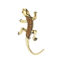 Vintage gold gecko brooch with orange crystals and black eyes for collar decor - Orange Rhinestone Gecko (XD9310)