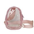 Pink transparent PVC crossbody chest bag with adjustable strap and gold hardware - Pink