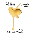 Detailed size specifications for 304 stainless steel heart-shaped drop earrings - Melted Liquid Heart / Gold