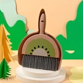 Mini juego de escoba y recogedor de escritorio diseño kiwi para limpieza de mesa - Juego de Kiwi / Gris Café