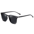 Classic polarized square frame sunglasses with black frame and dark grey lenses - Glossy Black/Grey Lens