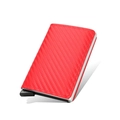 Slim RFID blocking wallet for men with red carbon fiber texture and aluminum frame - Carbon Fiber Red
