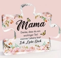 Acrylic puzzle-shaped Mother's Day plaque with German text Mama and pink flower pattern - German Mama Style (Q19)