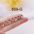 0,8mm titanium stalen bloemenoorbellen met kleurrijke zirkonia steentjes voor dames - Heldere Zirkonia Stijl (1#) / Goud