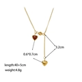 Detailed view of gold chain necklace with red heart pendant and size specifications - [XKN0681] Red Enamel Heart Necklace Gold