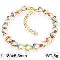 Bracciale a catena cubana smaltato colorato placcato oro 18K, 180mm di lunghezza - Catena di Moda Decorata Multicolore (KB190830-Z)