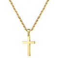 Collana con pendente a croce dorata minimalista con catena a fune lucida per le donne - Singolo strato Oro