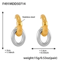 Two-tone bamboo texture stainless steel hoop earrings with gold and silver finish - Two-tone Gold Silver Style F491