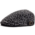 Berretto piatto leopardato alla moda con motivo vintage e fibbia in metallo regolabile - Regolabile / Nero
